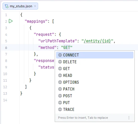 WireMock HTTP method completion