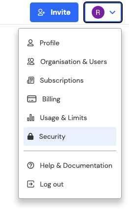 Security page navigation