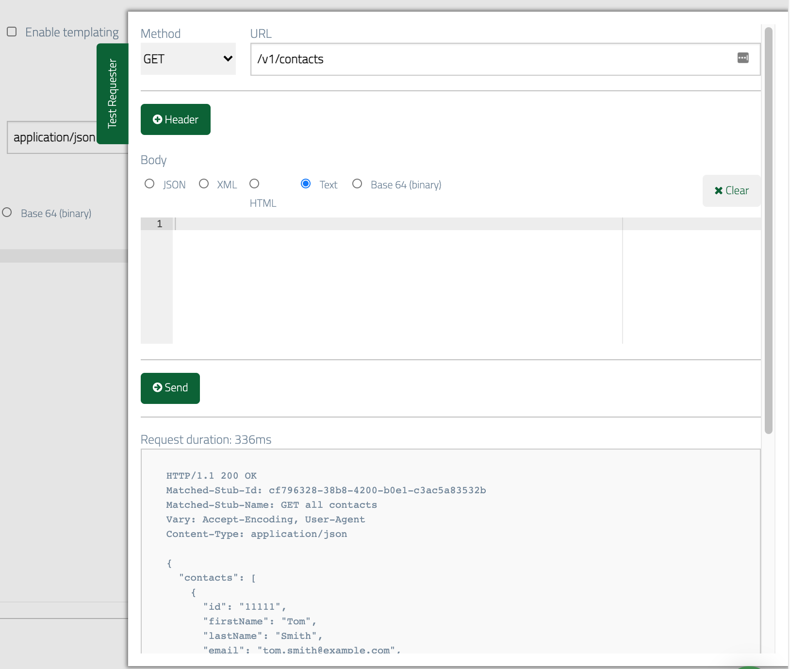 Contact list test request