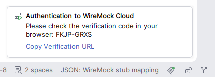 WireMock Cloud authentication confirmation balloon