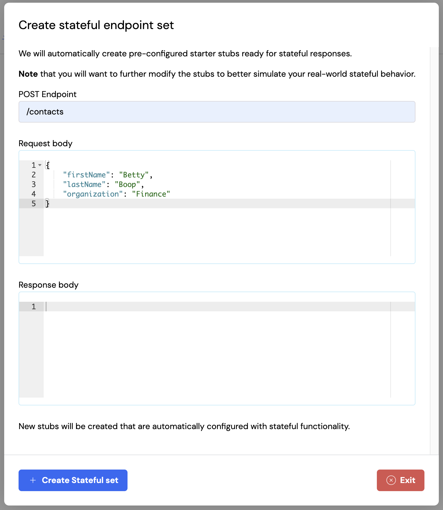 Stateful set request body