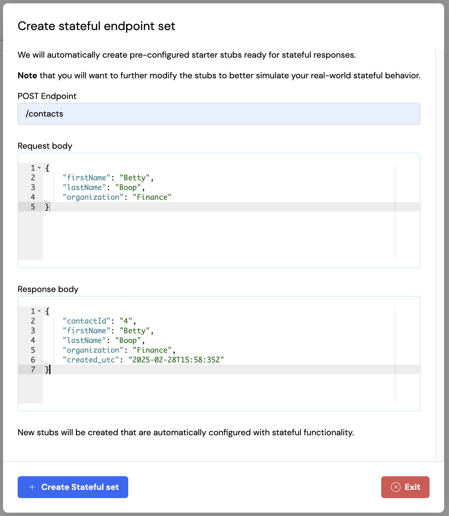 Stateful set response body