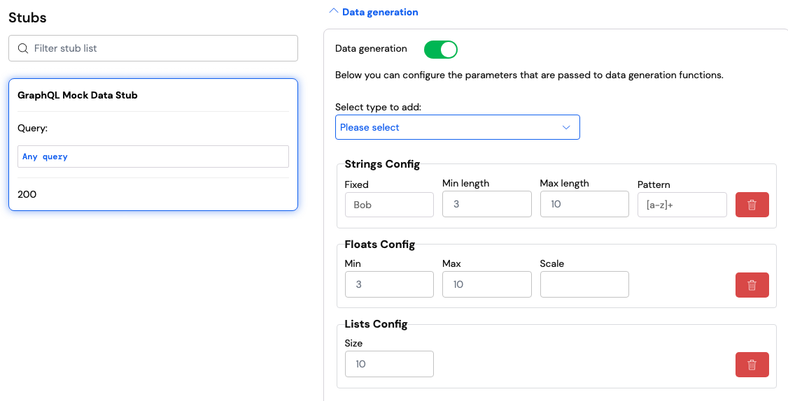 Configuring mock data generation