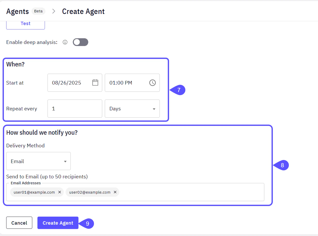 Screenshot showing how to configure the Agent