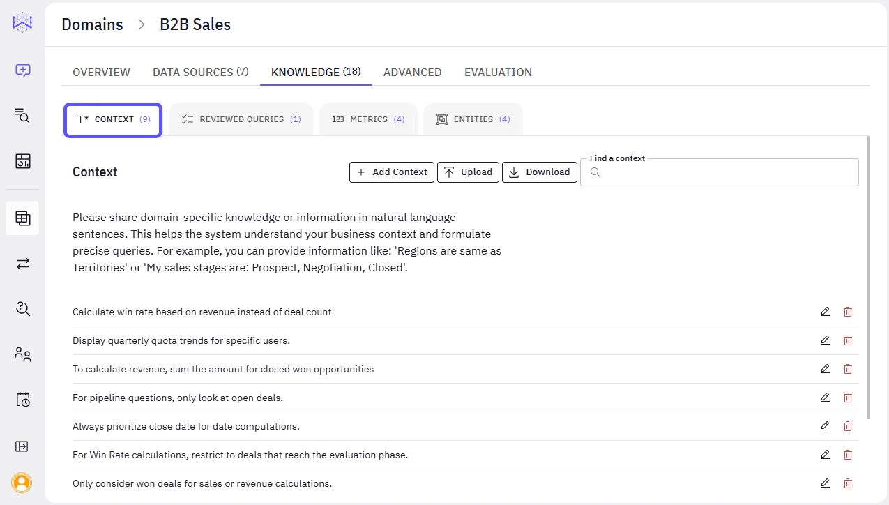 Image showing the Context tab