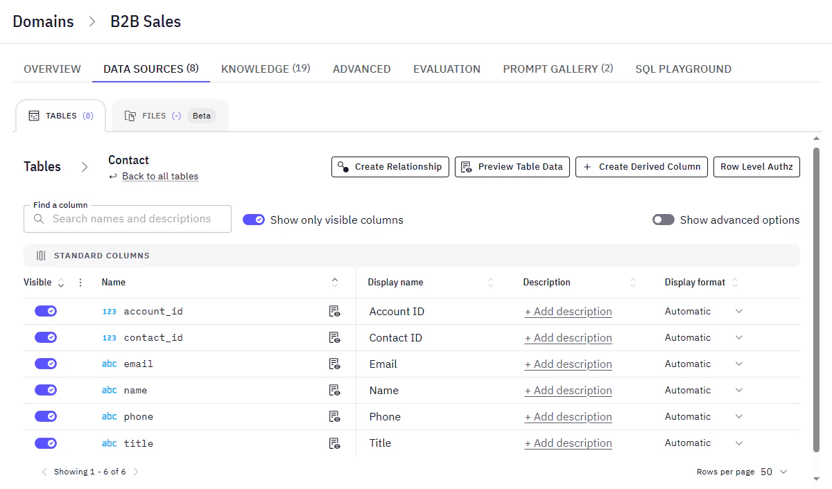 Image showing the Document Tables interface
