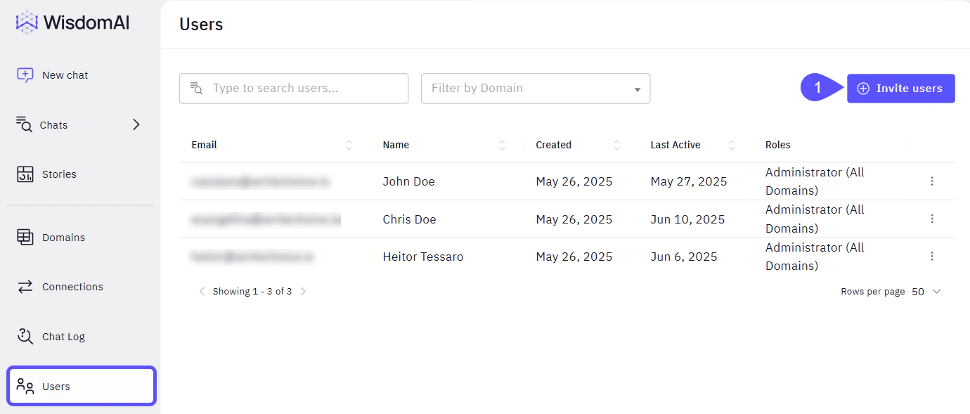 Image showing the Users interface