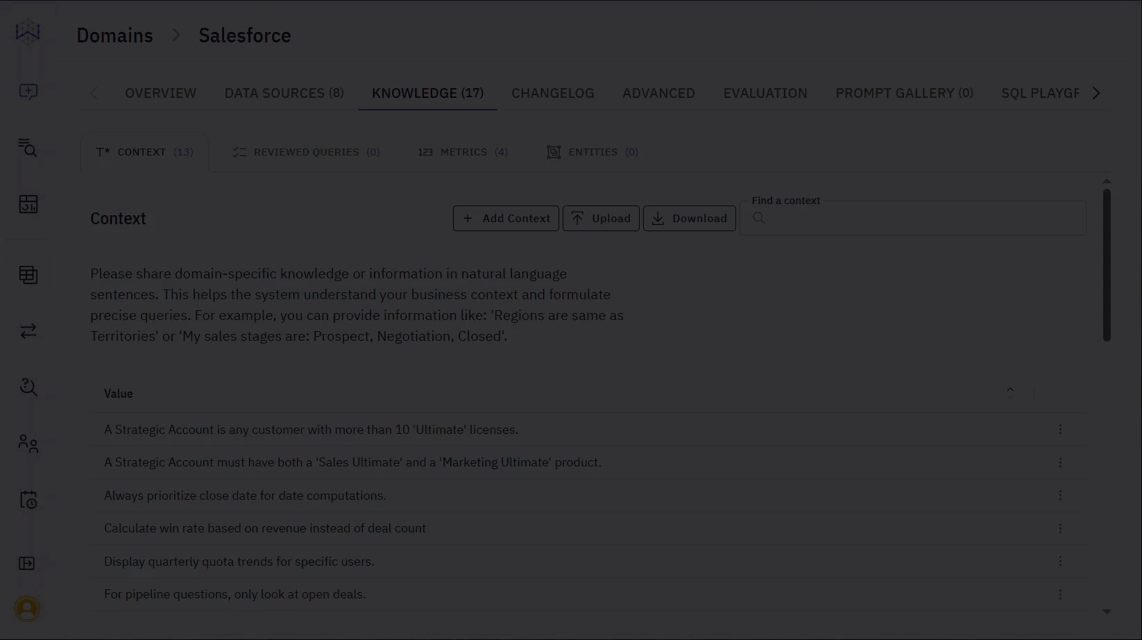 Gif showing the Context page completed with business-specific data
