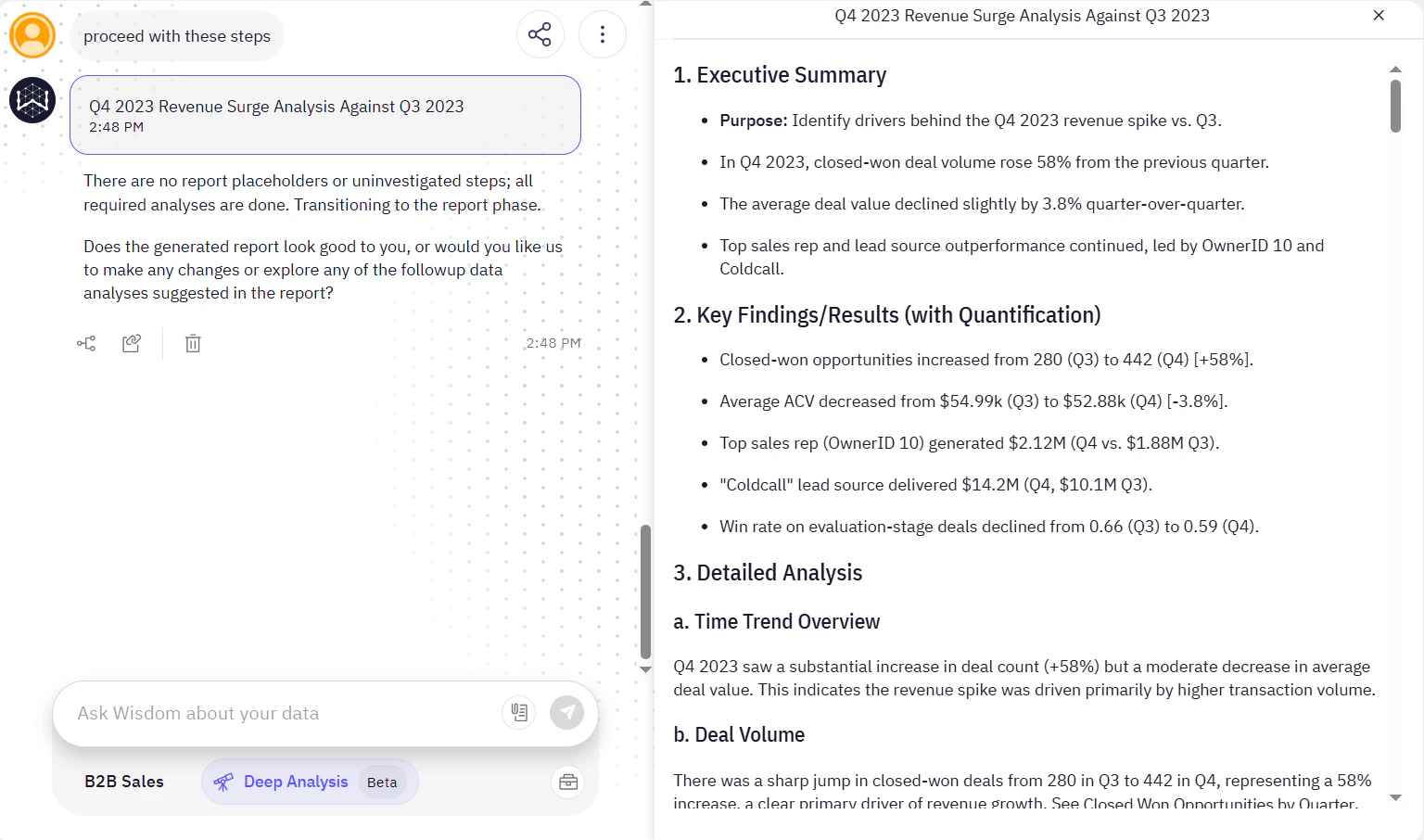 Screenshot showing the report