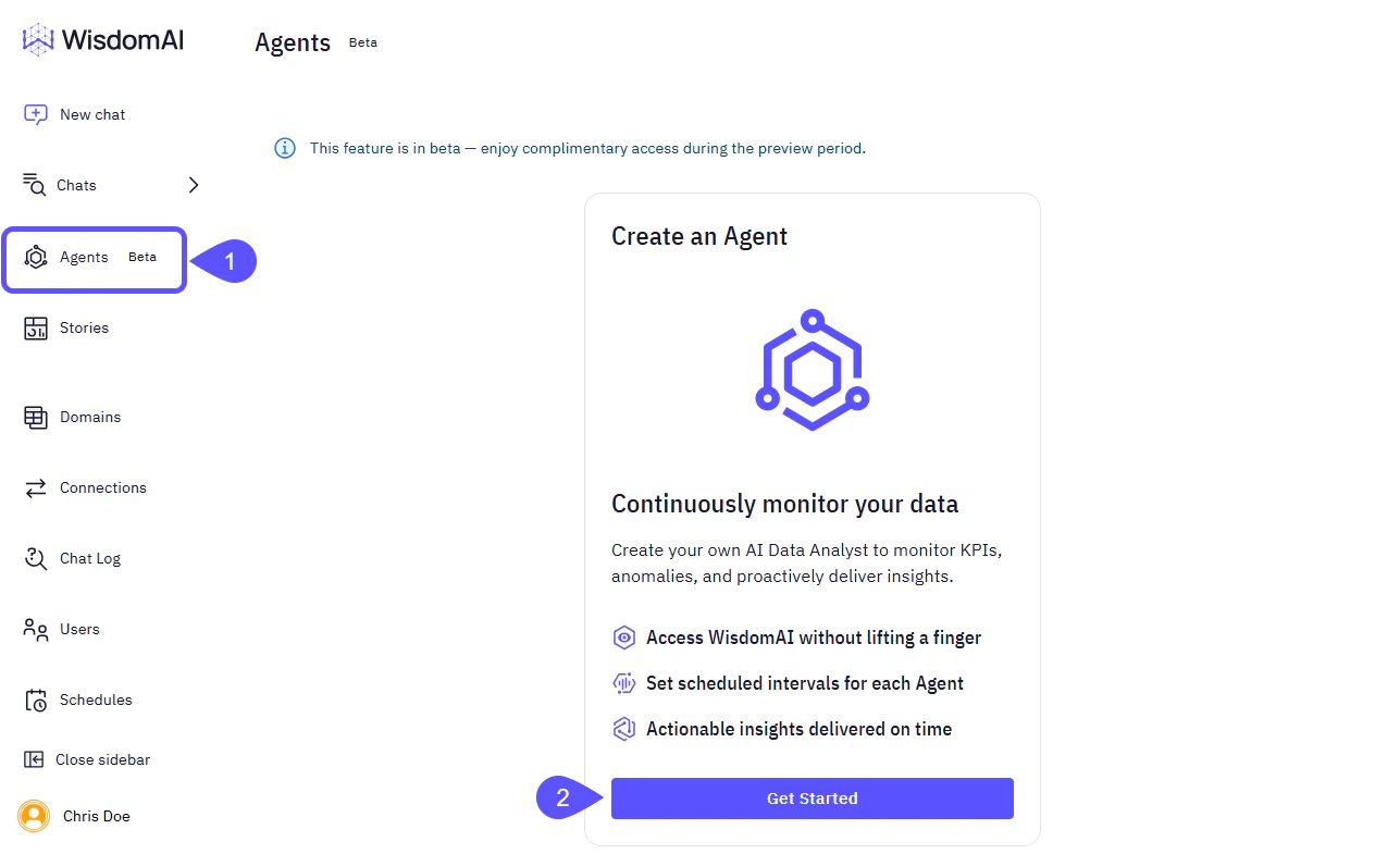 Screenshot showing the Get Started button