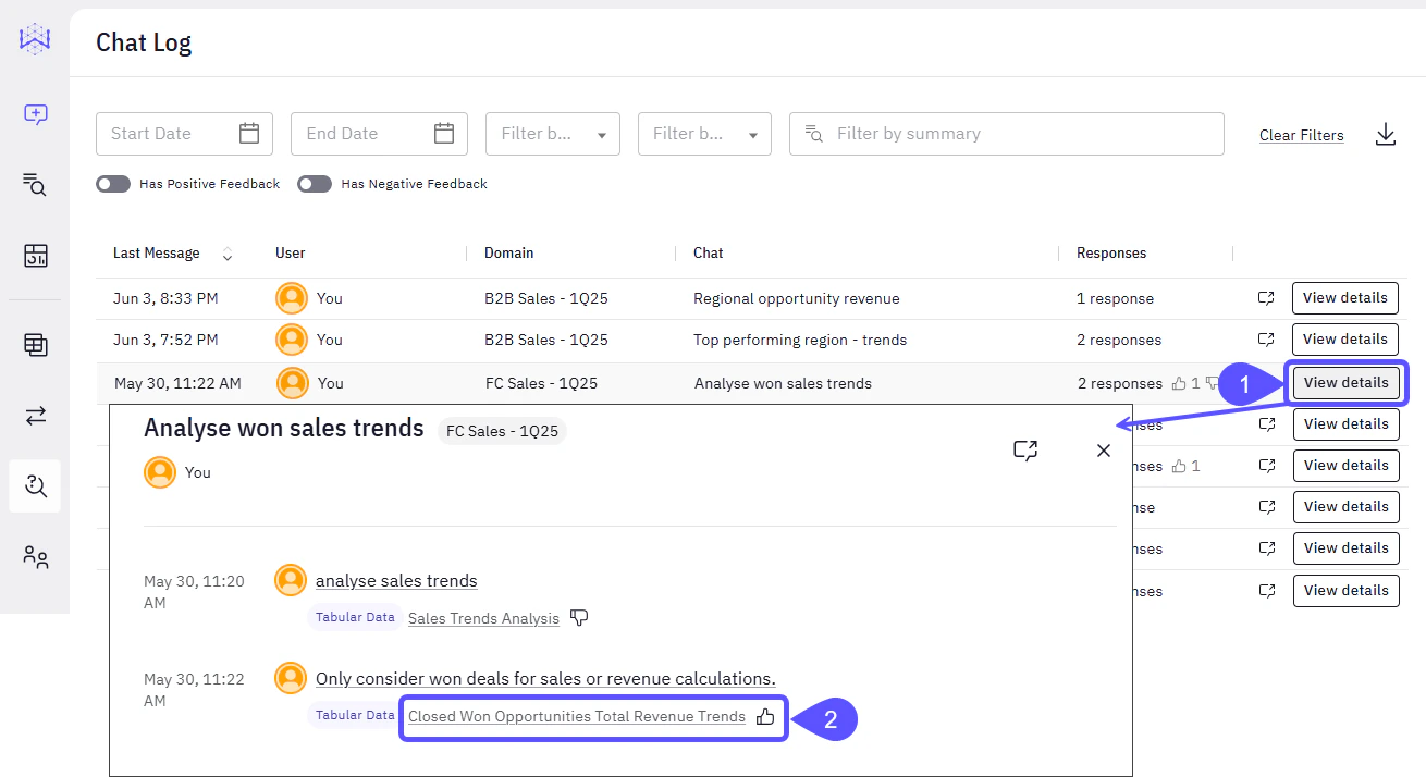 The share vetted answers interface is displayed