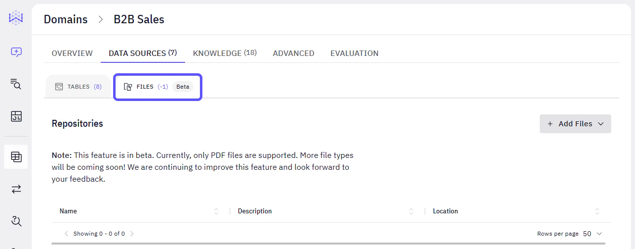 Image showing the Files tab