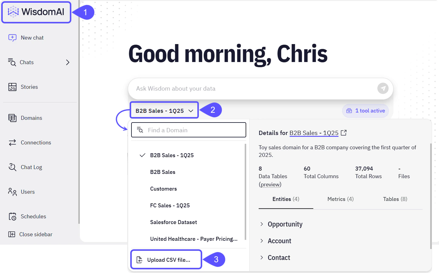 Image showing the Upload CSV Option