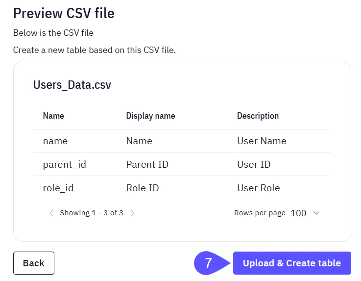 Image showing the Preview CSV File modal