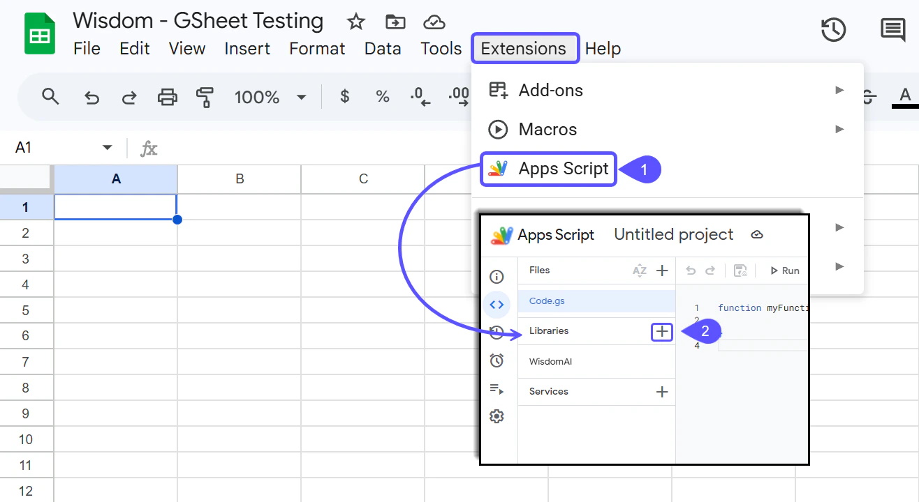 Snippet showing the Add Extension Selector