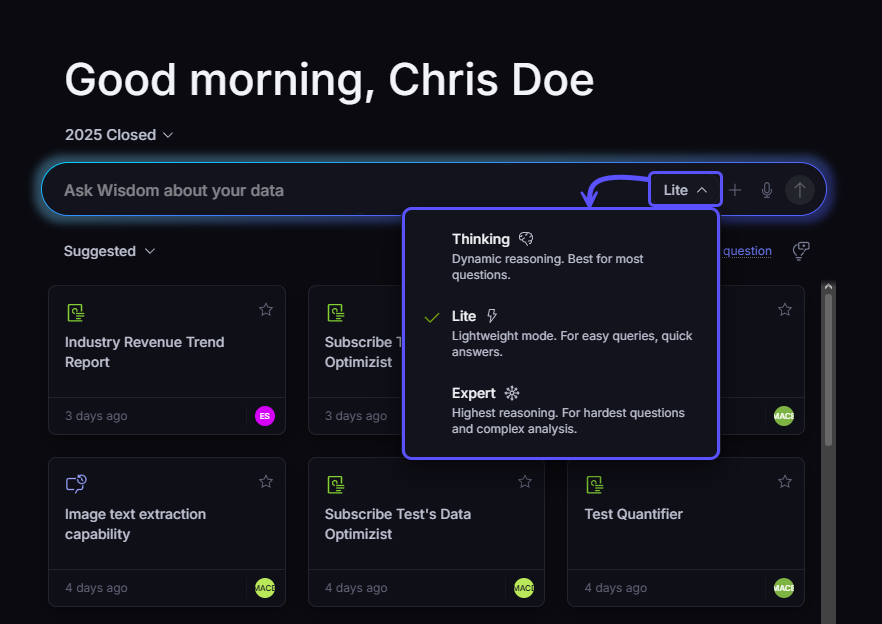 Image showing the choose mode dropdown