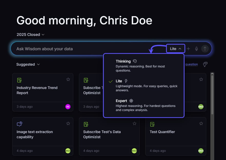 Image showing the choose mode dropdown