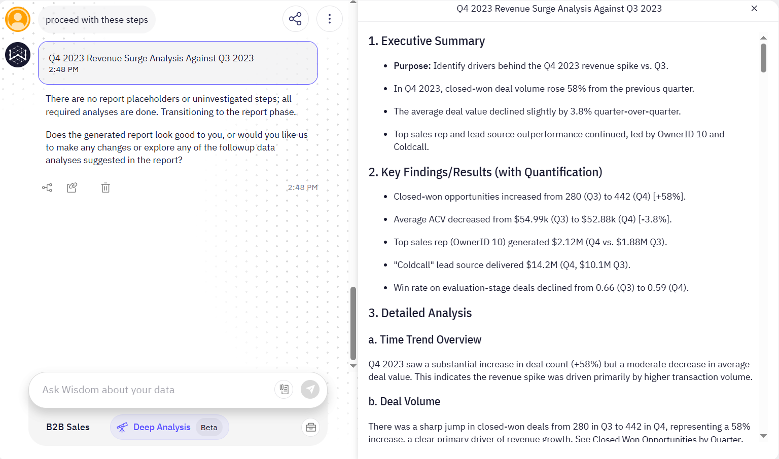 Screenshot showing the report