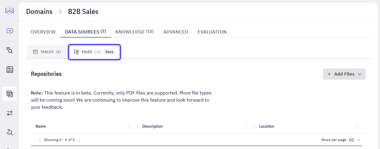 Image showing the Files tab