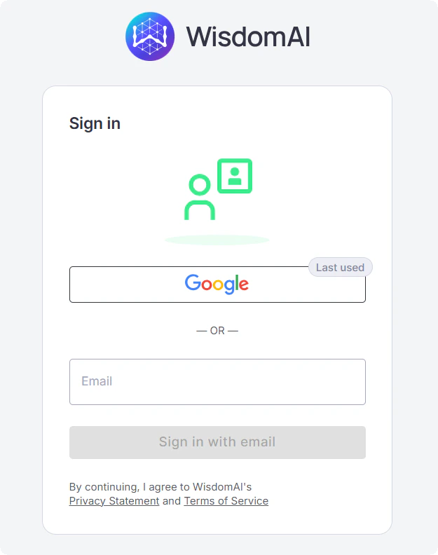 Log in screen with a “Last used” badge