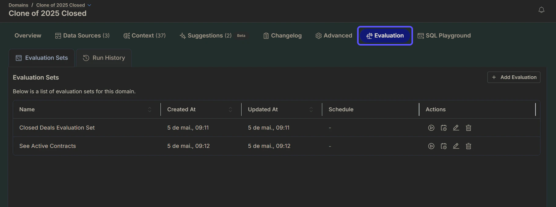 UI snippet showing the Evaluation Tab