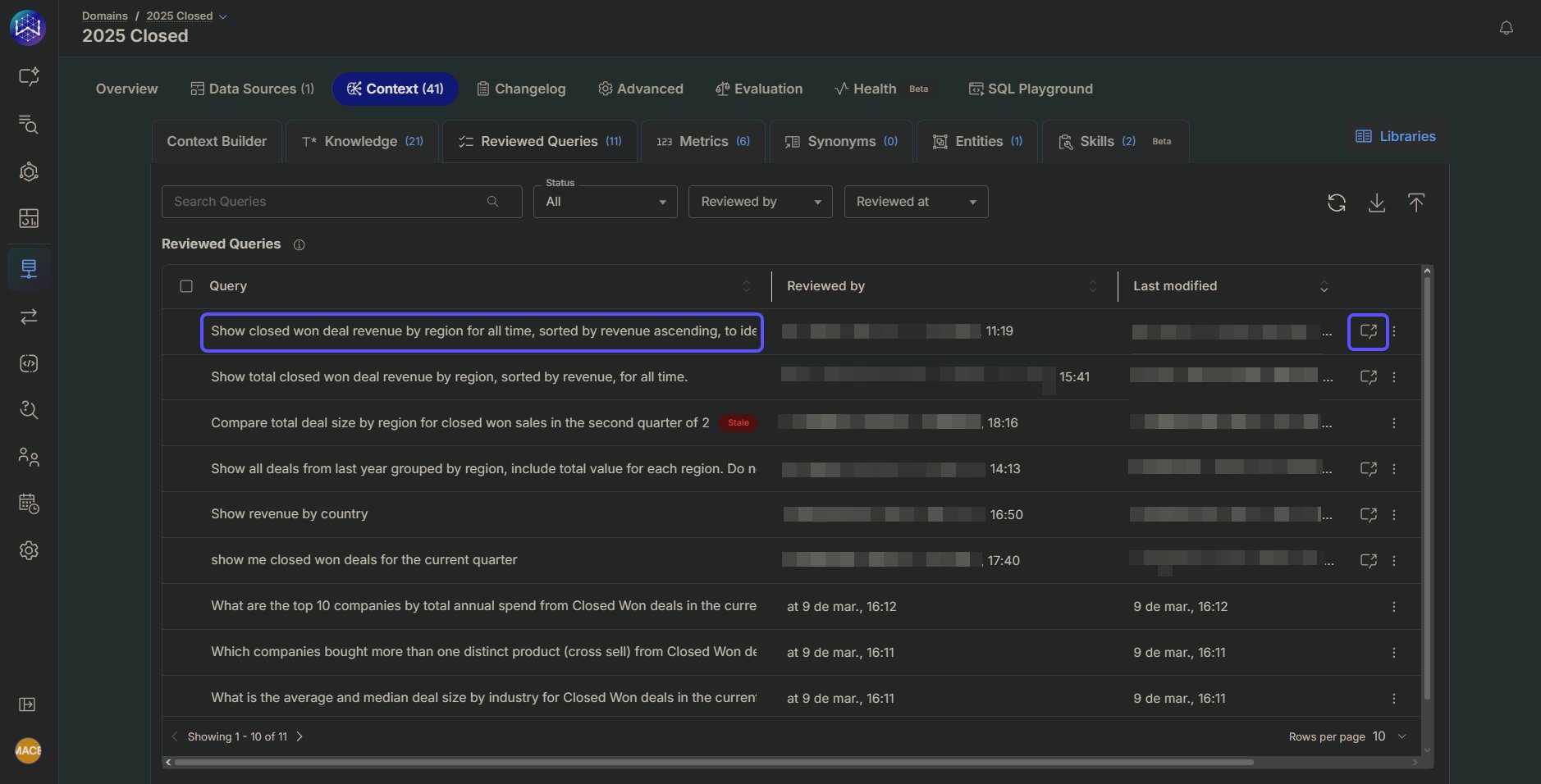 Edit Reviewed Queries Chat