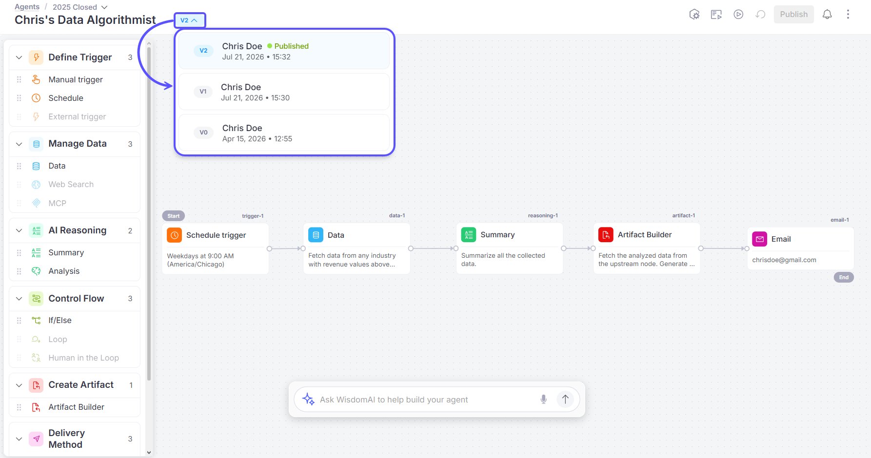 Snippet showing the versioning