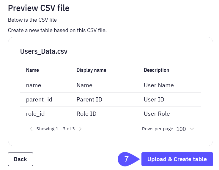 Image showing the Preview CSV File modal