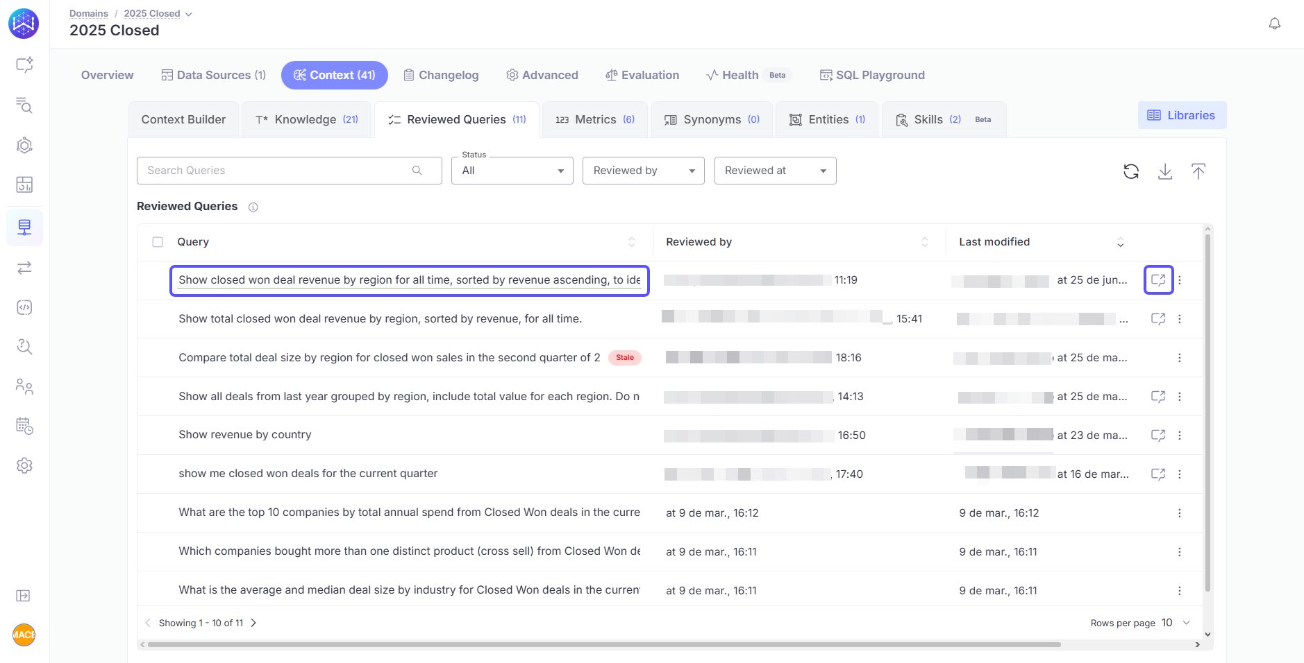 Edit Reviewed Queries Chat