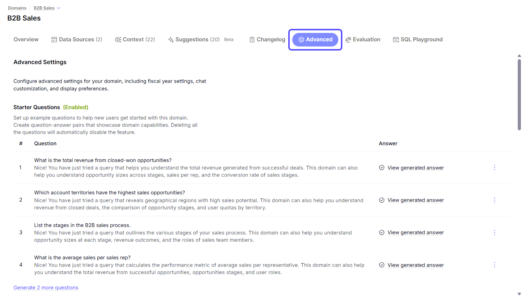 UI snippet showing the Advanced Tab