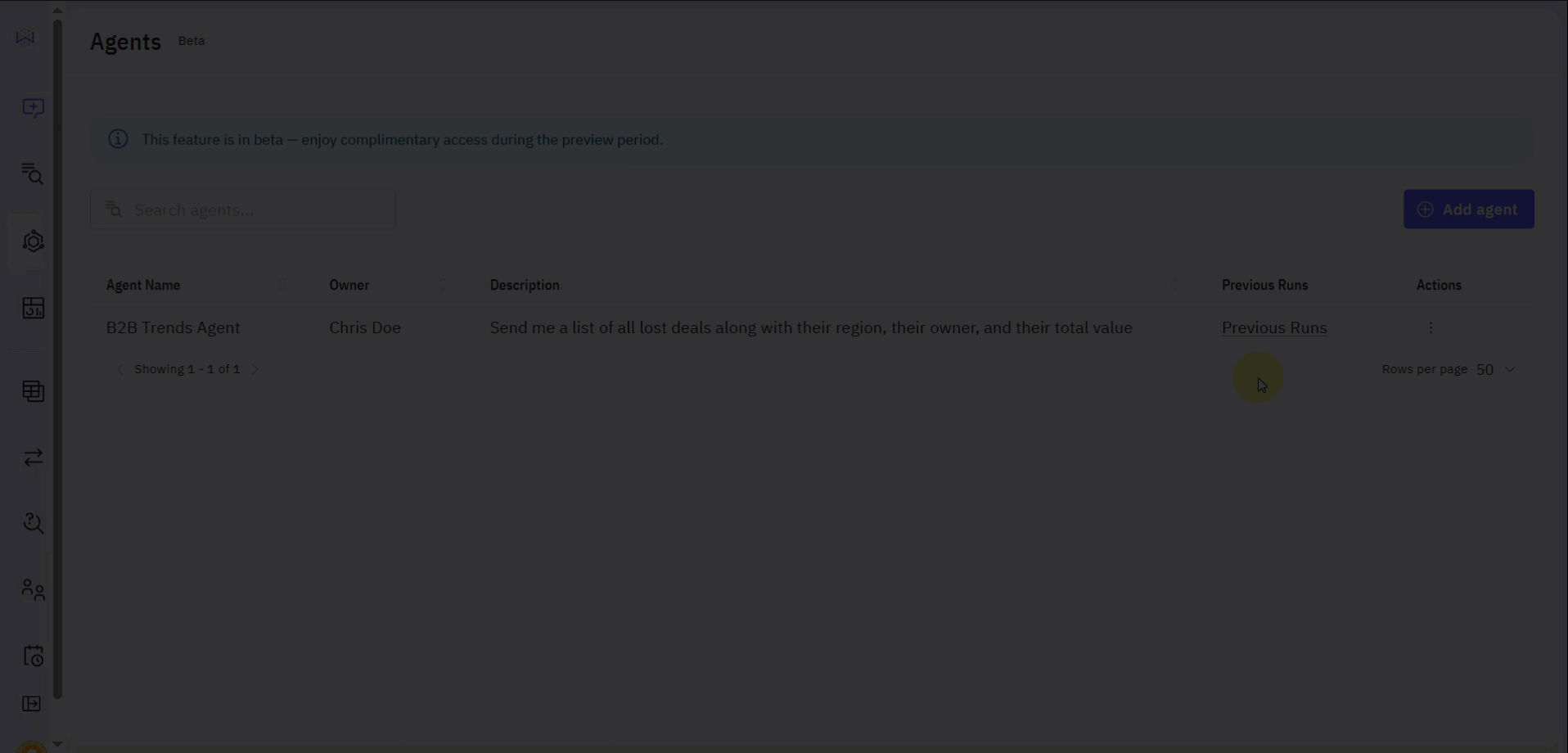 Gif showing the Previous Runs