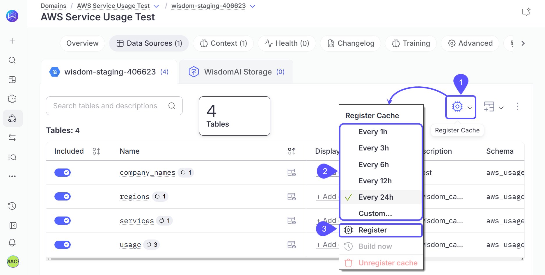 Image showing how to register a cache