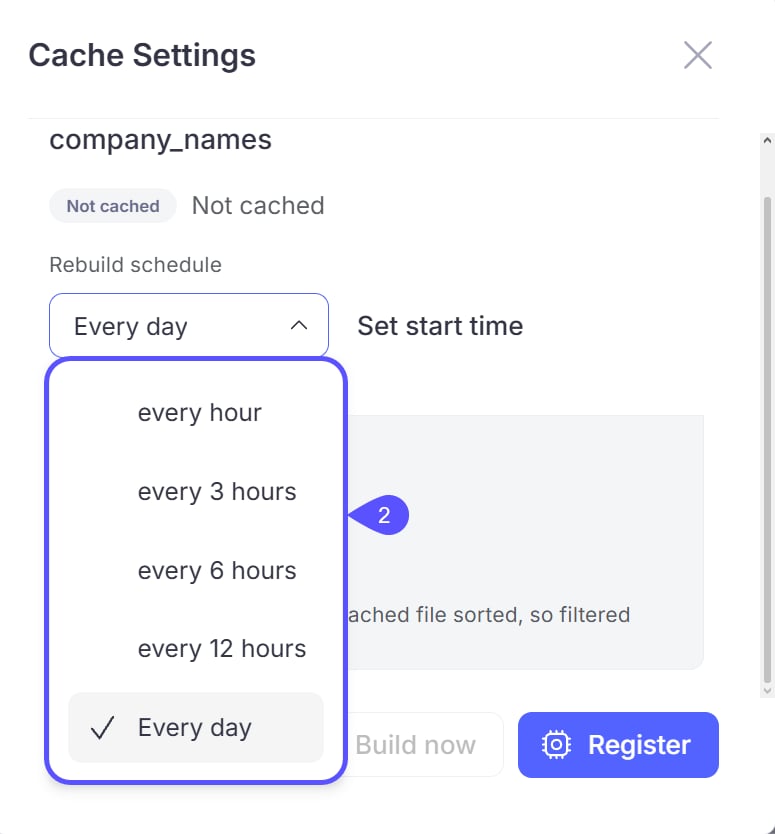 Image showing cache schedule
