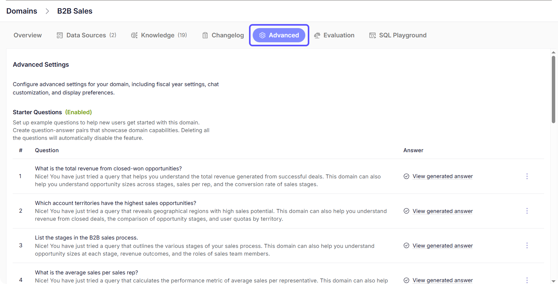 Ui showing the Advanced Tab