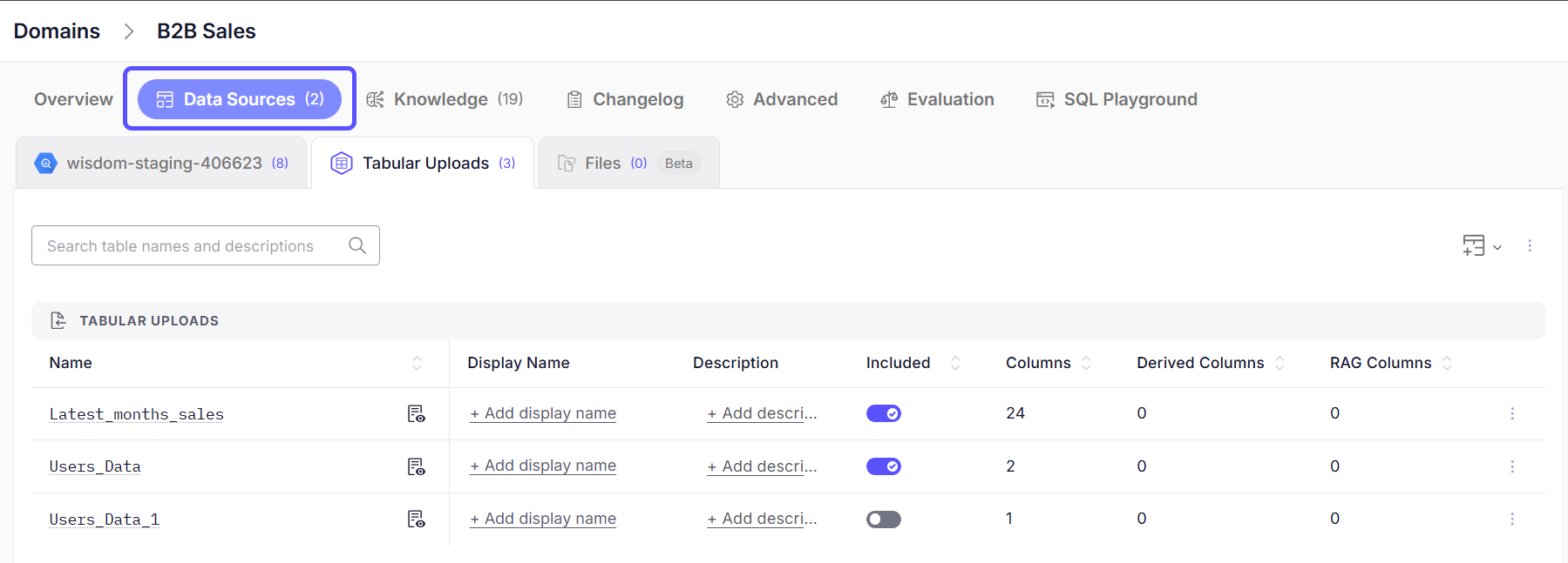 New Data Sources Tab