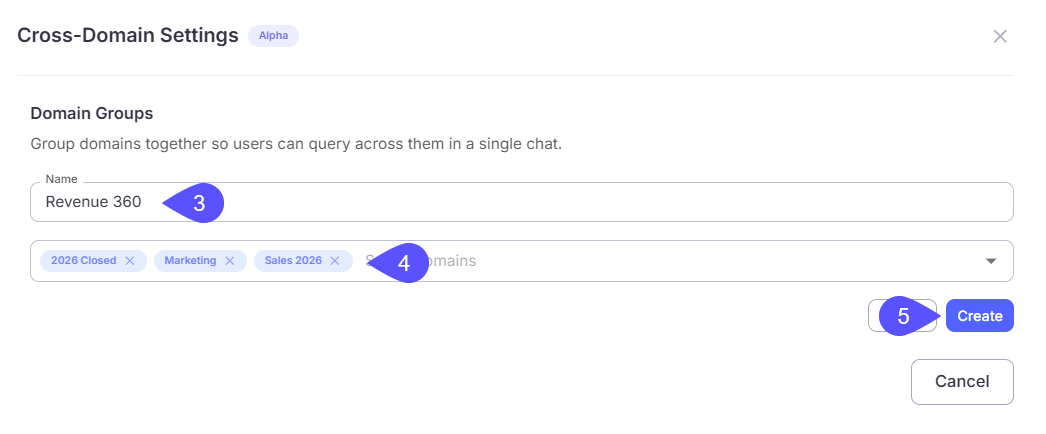 image showing how to give a name, select domains and save