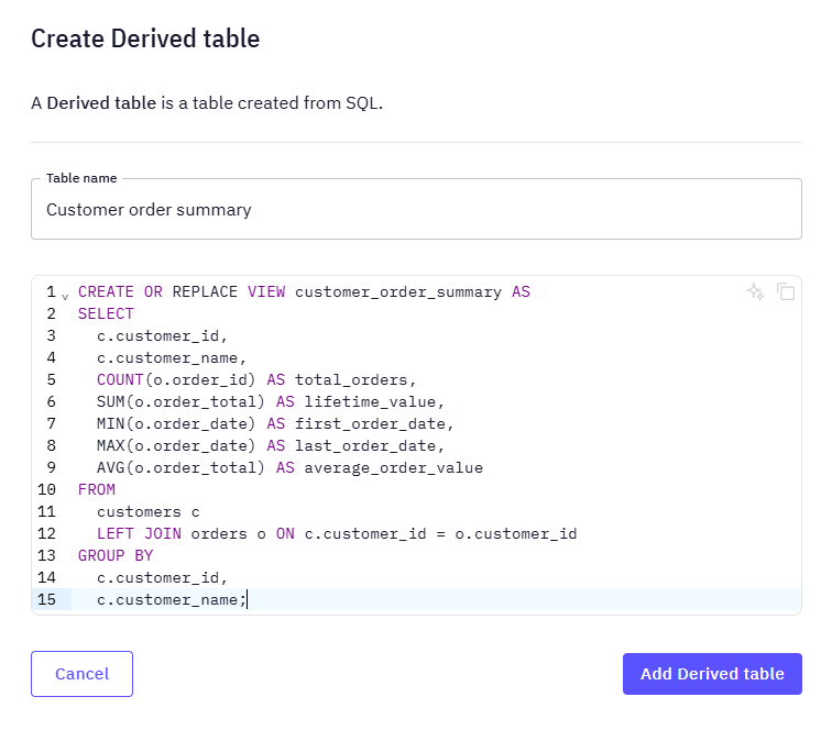 Image showing the Derived Table