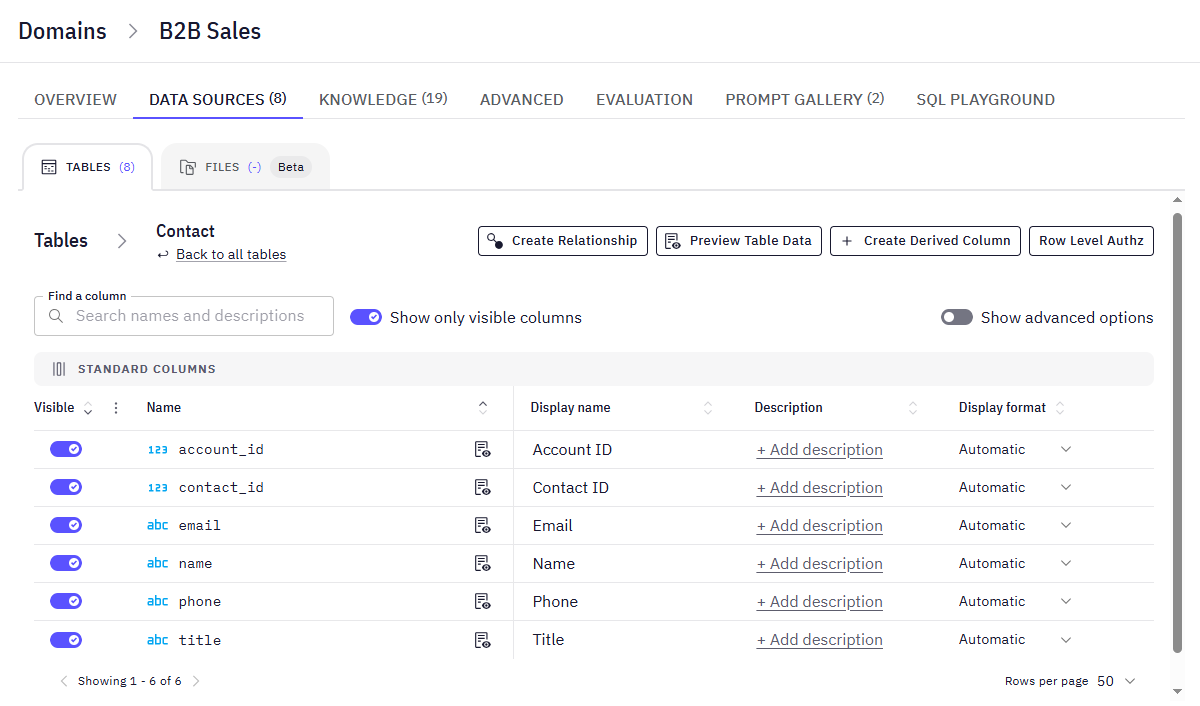 Image showing the Document Tables interface