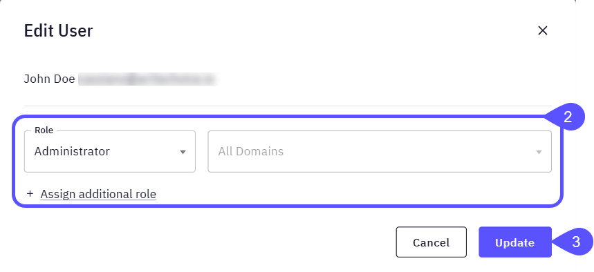Image showing the Edit Users Modal