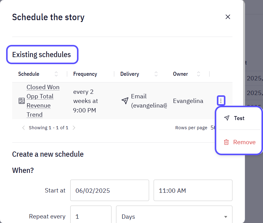 Existing Schedules