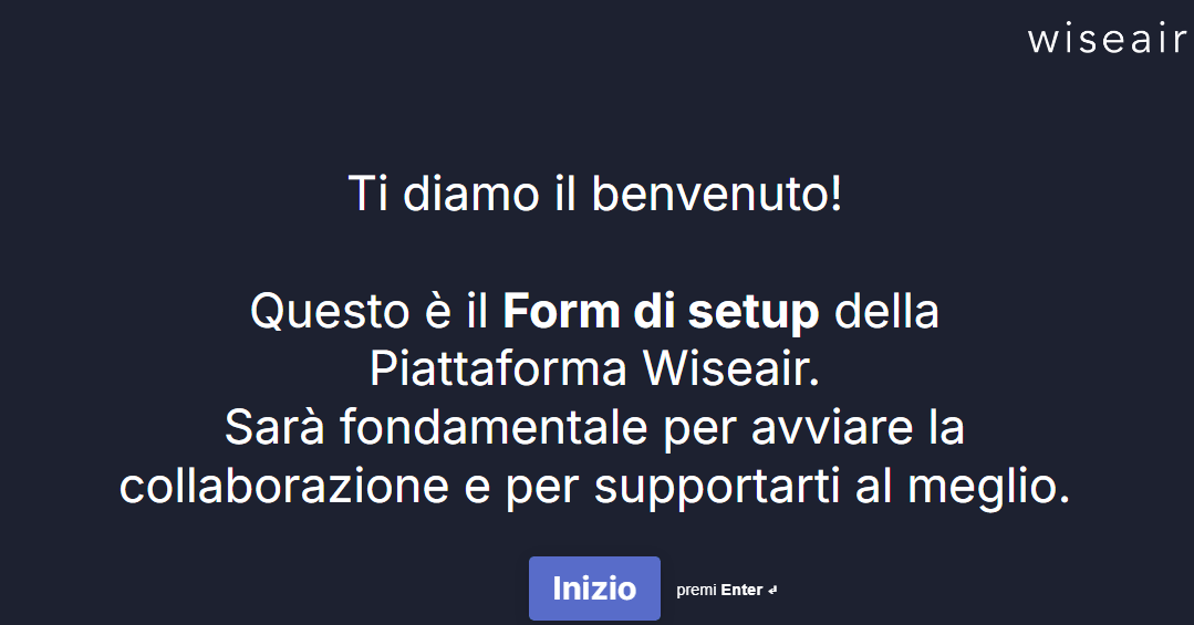 Prima schermata del Form di setup