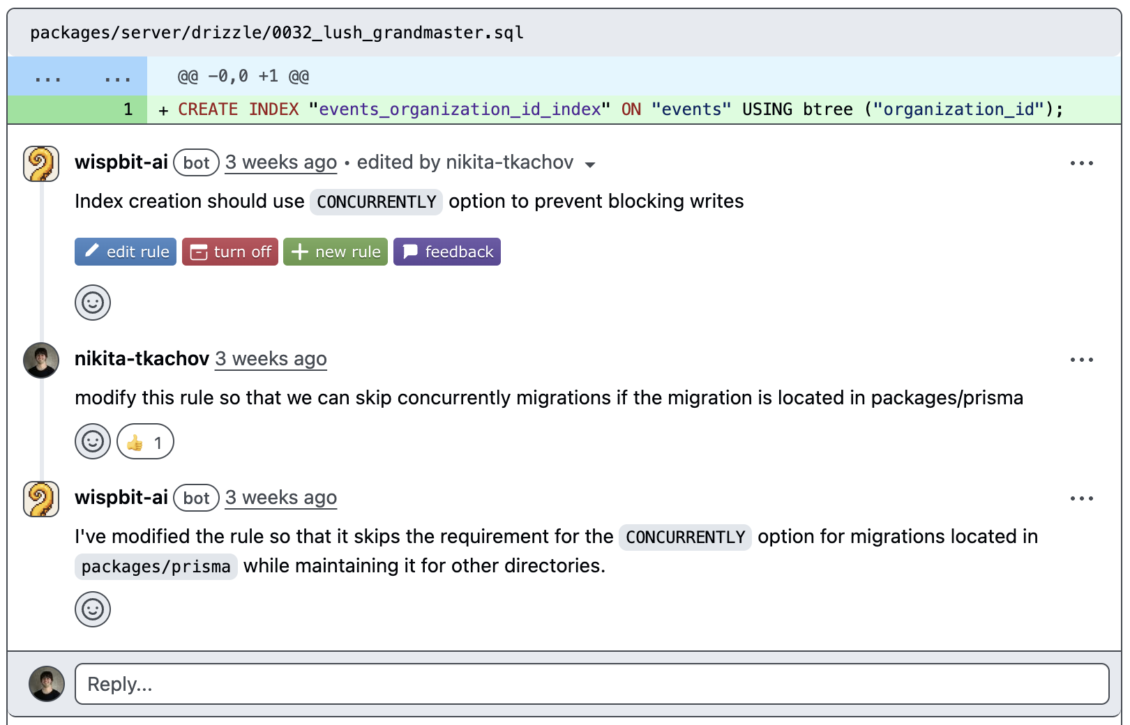 Bot modifying a rule