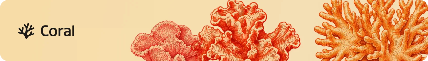 Coral, with engraved orange corals