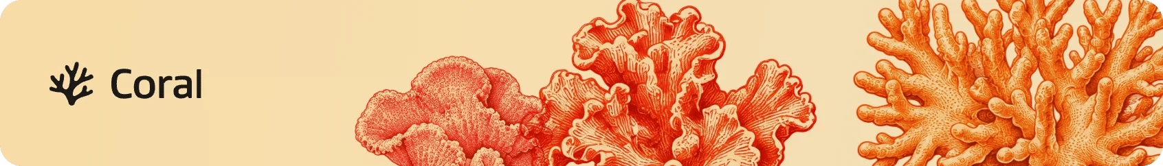 Coral, with engraved orange corals