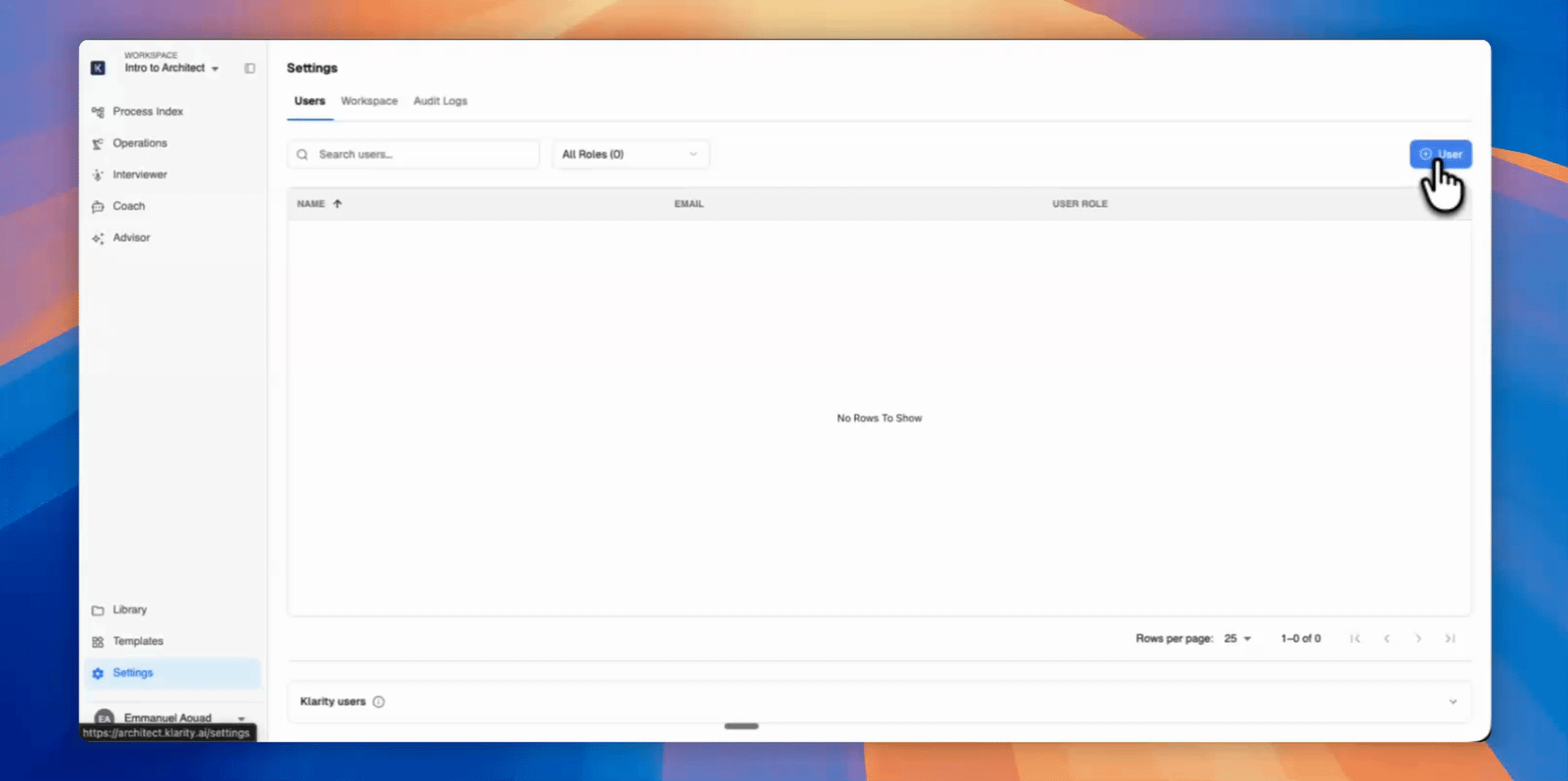 Adding a user and sending the invitation