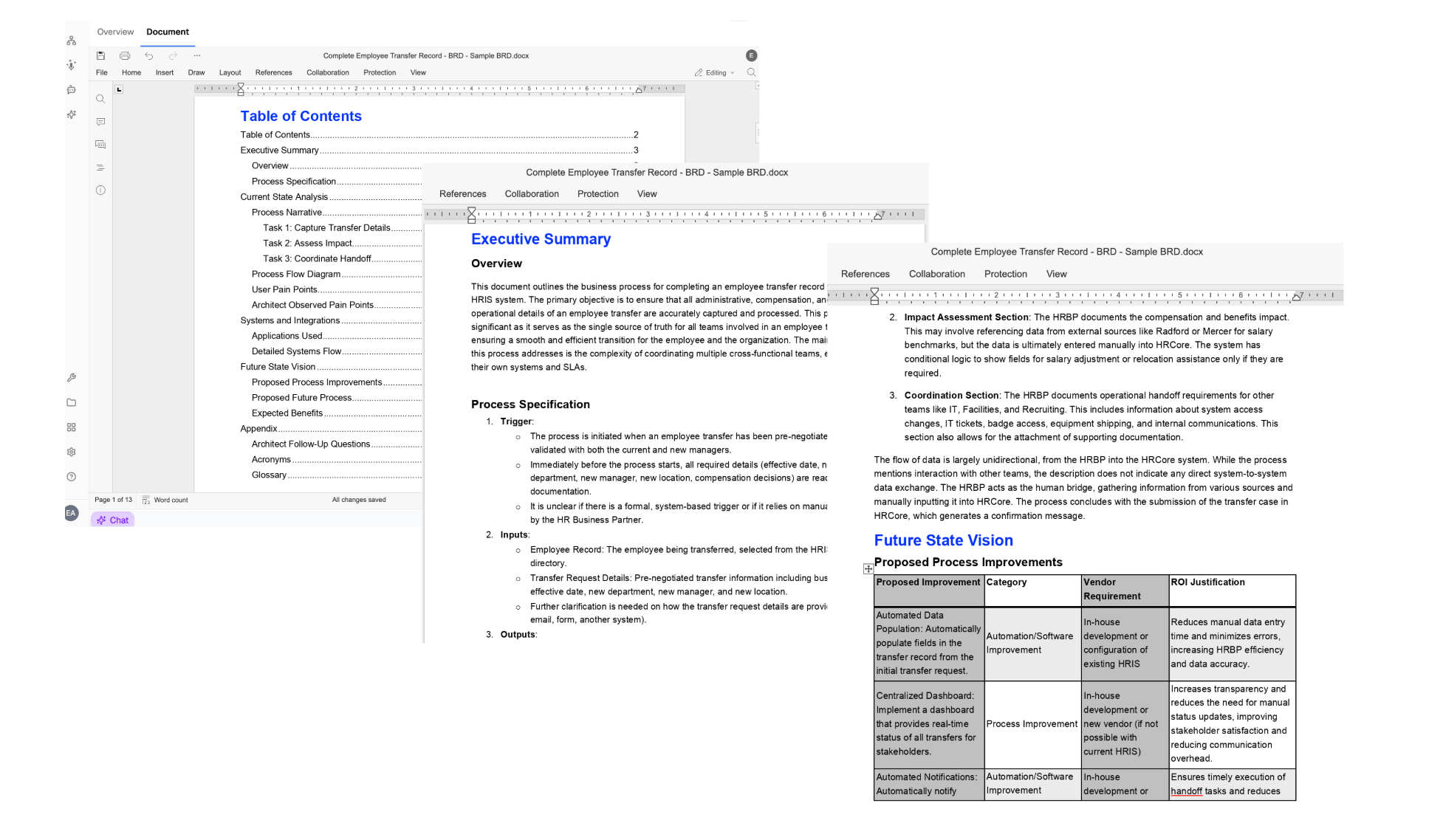 A Business Requirements Document generated from an AI Interviewer intake.