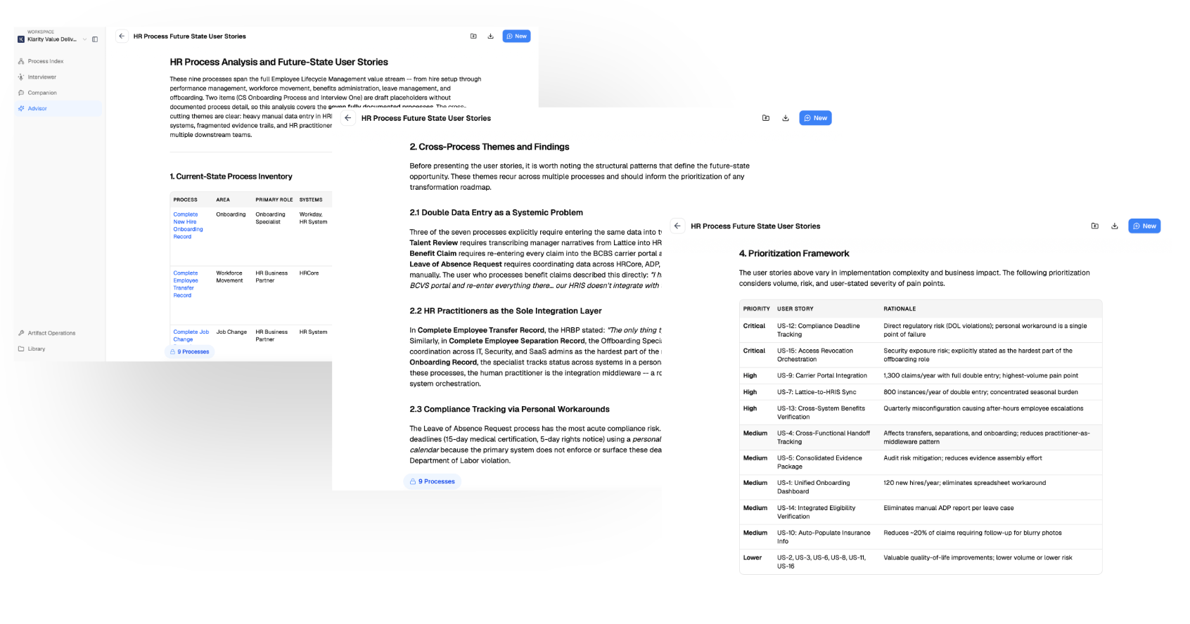 User stories generated from an approved BRD, ready for development sprints.