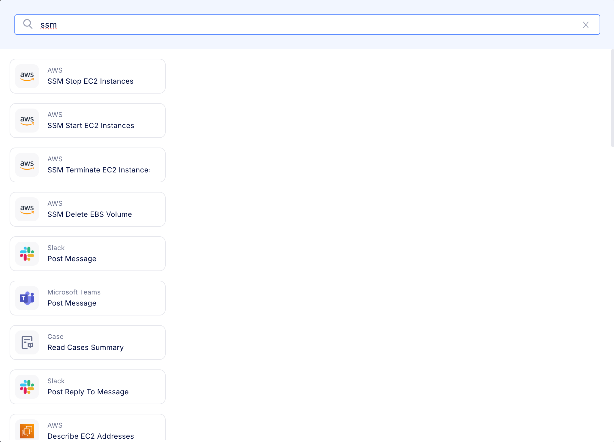 SSM step search in workflow editor