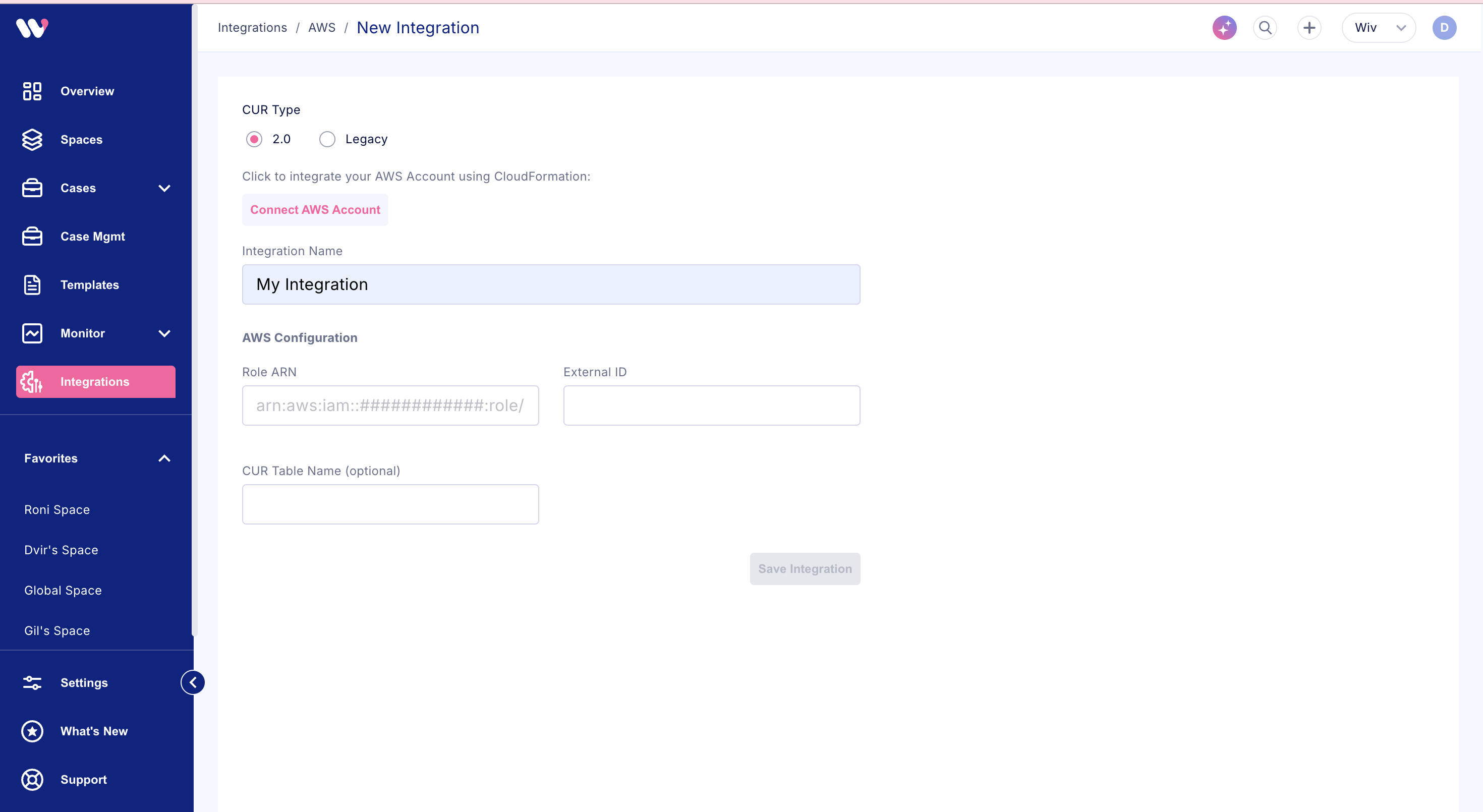 CUR type selection between 2.0 and Legacy