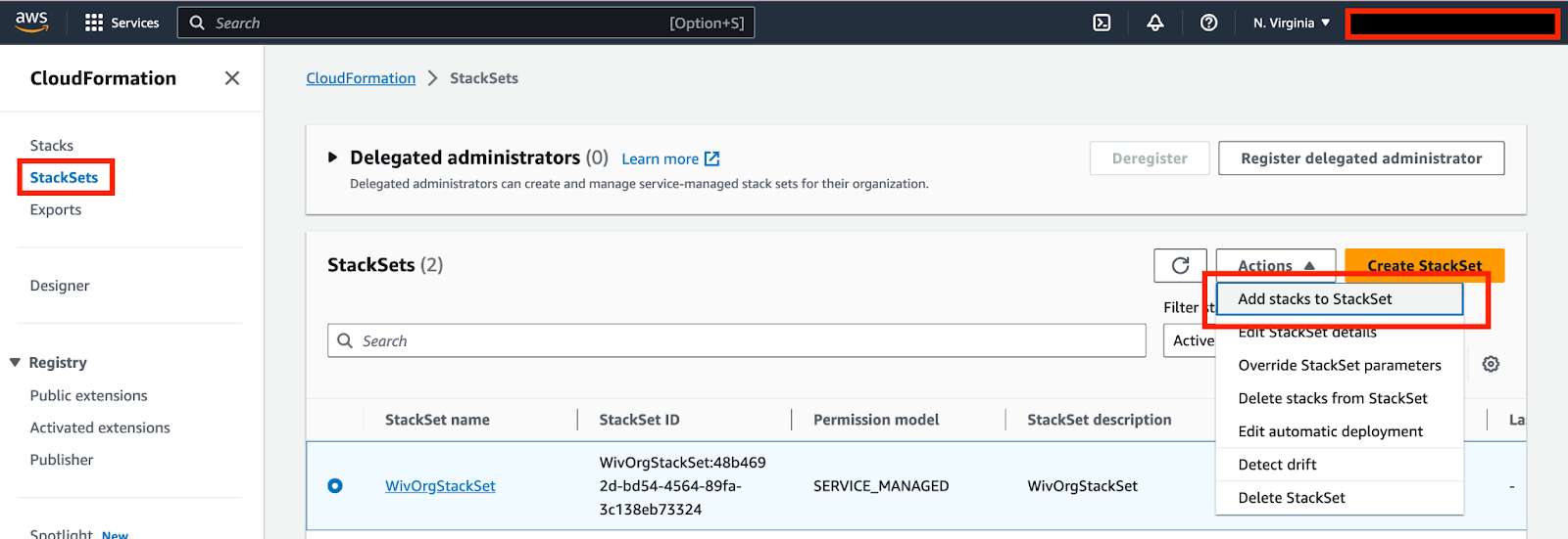 Adding stacks to WivOrgStackSet